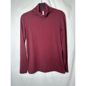 Zenana Women's Long Sleeve Cowl Neck Burgundy Colored Base Layer Top, Size M